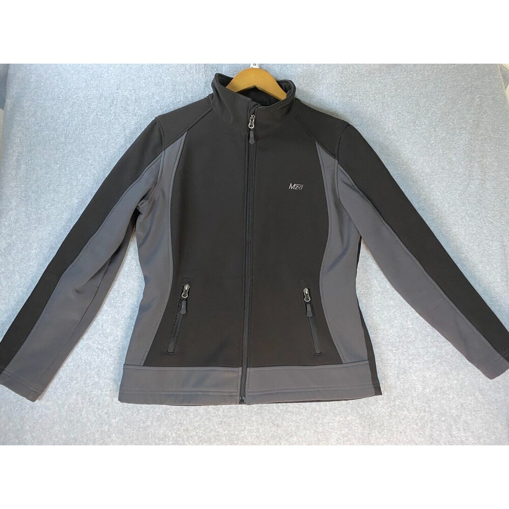 Minus Zero‎ Jacket Women's M Black Gray Fleece Lined Stretch Mock Neck Full Zip